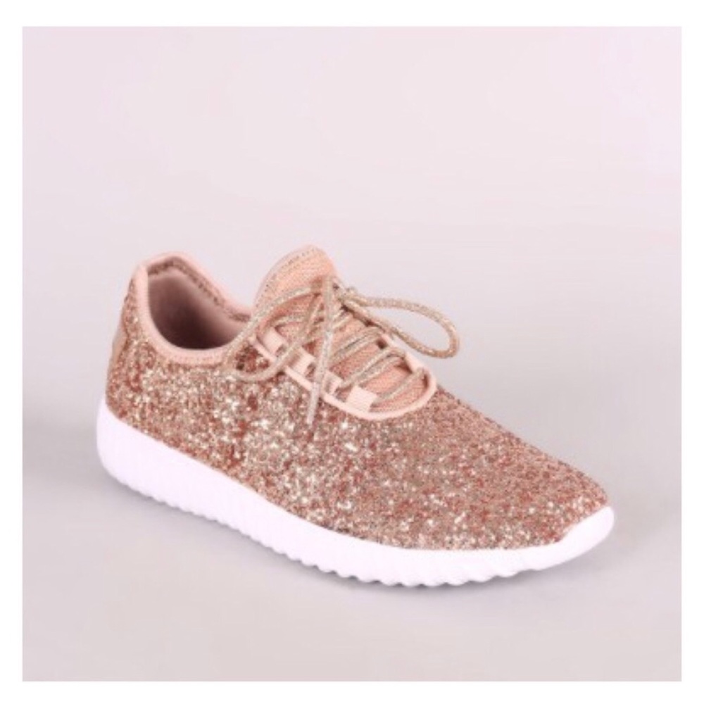 Restocked- Rose Gold Glitter Sneakers, Gym Shoes - Picture 7 of 8
